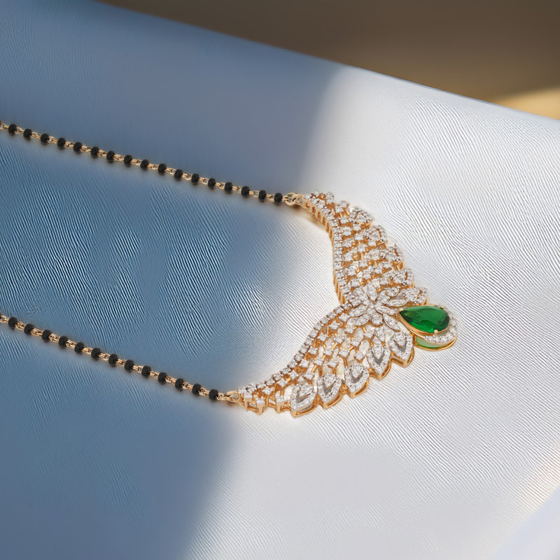 1.68 Carat Lab-Grown Diamond Mangalsutra with Black Beads and Colour Stones for Women - view 1