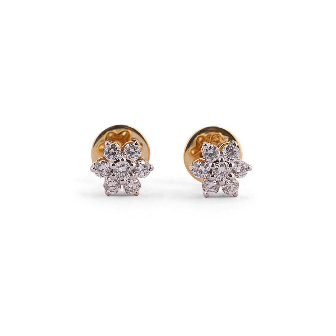 Roselle Petite Bloom Floral Cluster Diamond Stud Earrings – view 3
