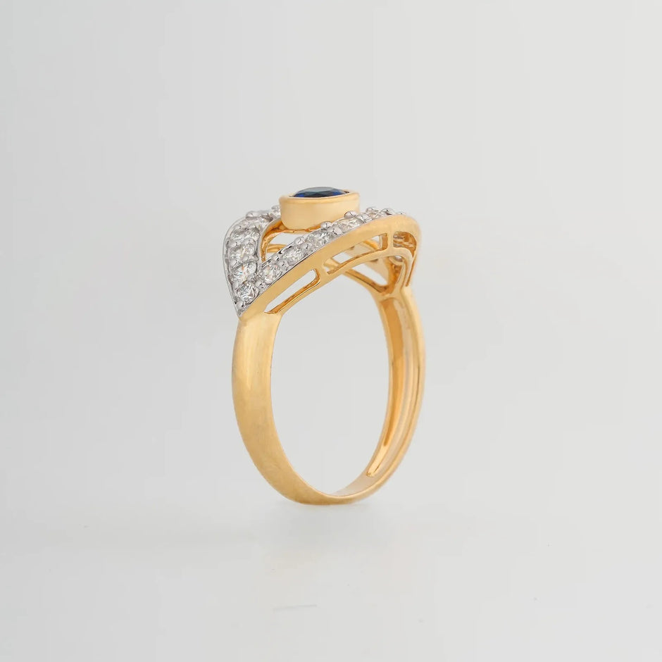 Nocturne Sapphire Pavé Crossover Ring — angled view