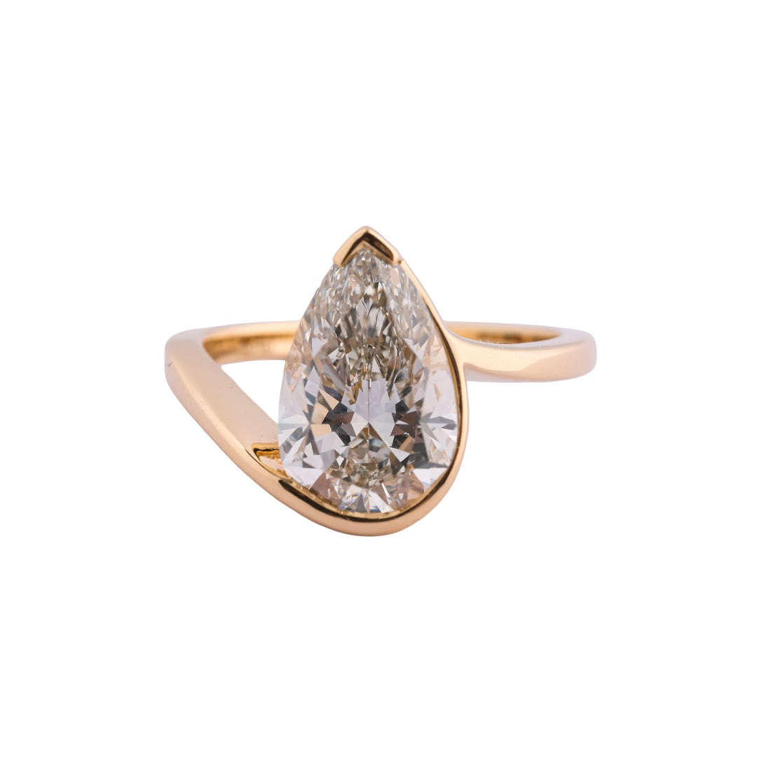 Contour Pear Architectural Bezel Ring — view 1