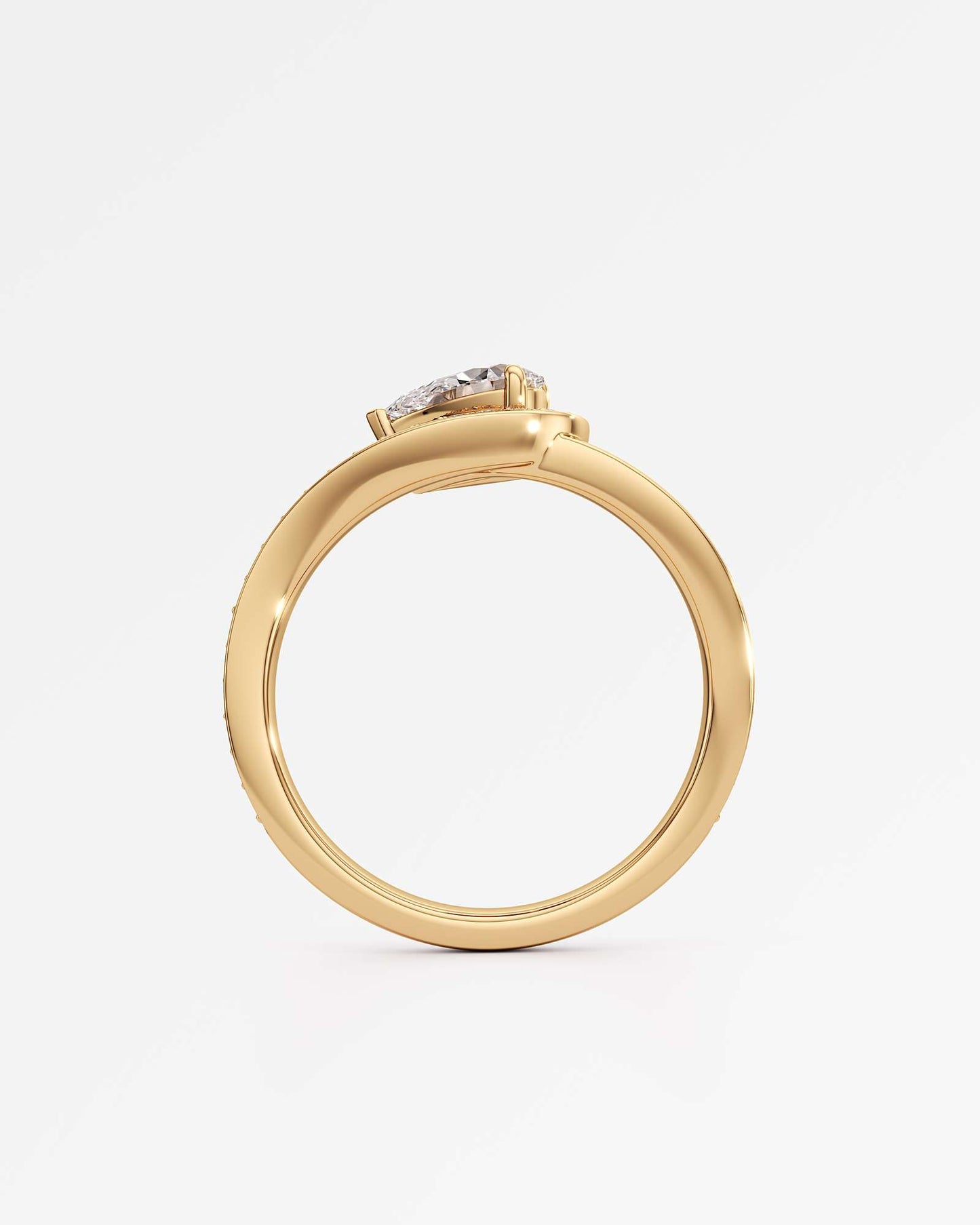 Twist Design Pear Cut Lab Diamond Ring  – Certified 0.5 Ct Diamond