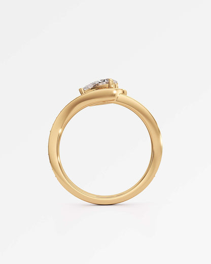 Twist Design Pear Cut Lab Diamond Ring  – Certified 0.5 Ct Diamond