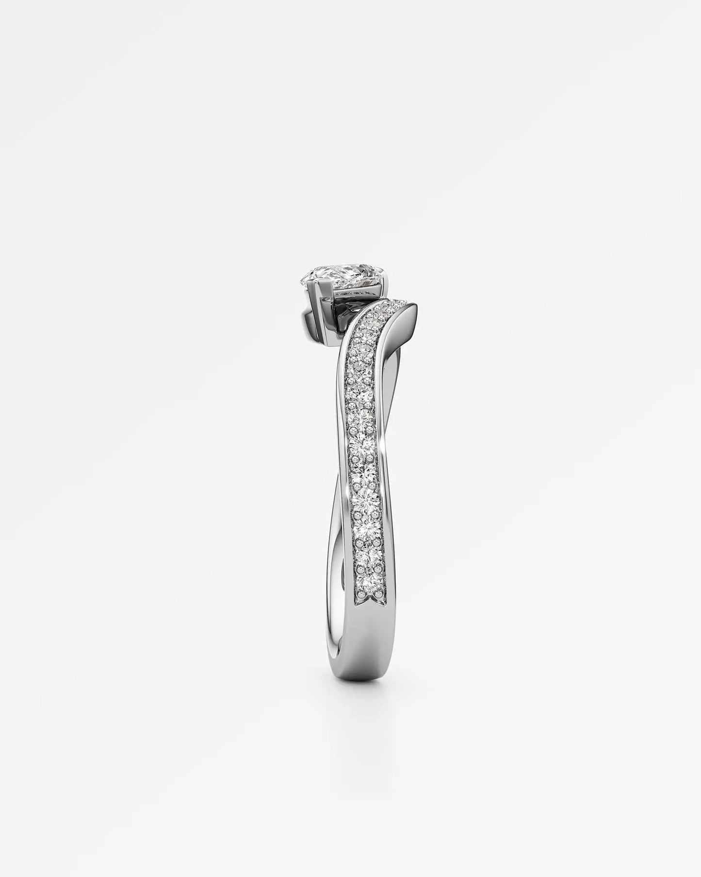 Twist Design Pear Cut Lab Diamond Ring  – Certified 0.5 Ct Diamond