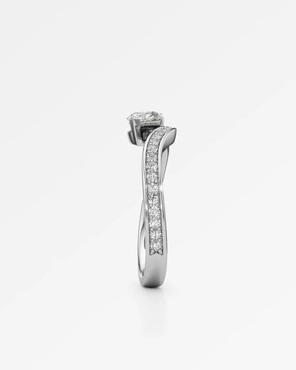 Twist Design Pear Cut Lab Diamond Ring  – Certified 0.5 Ct Diamond