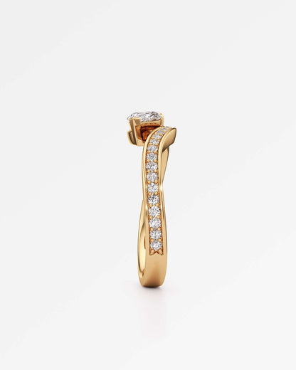 Twist Design Pear Cut Lab Diamond Ring  – Certified 0.5 Ct Diamond