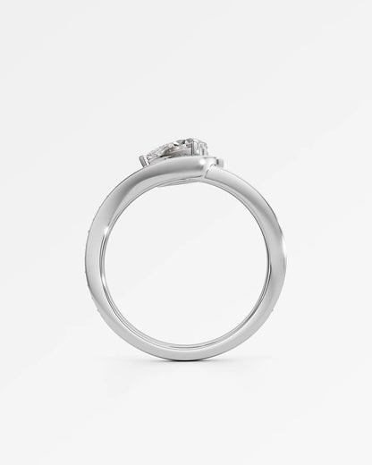 Twist Design Pear Cut Lab Diamond Ring  – Certified 0.5 Ct Diamond