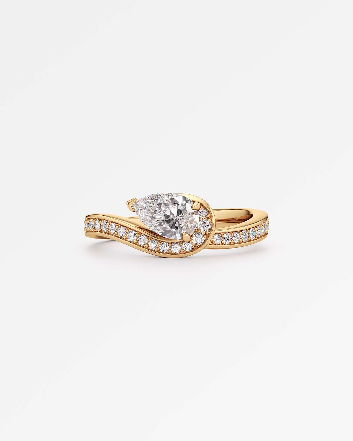 Twist Design Pear Cut Lab Diamond Ring  – Certified 0.5 Ct Diamond