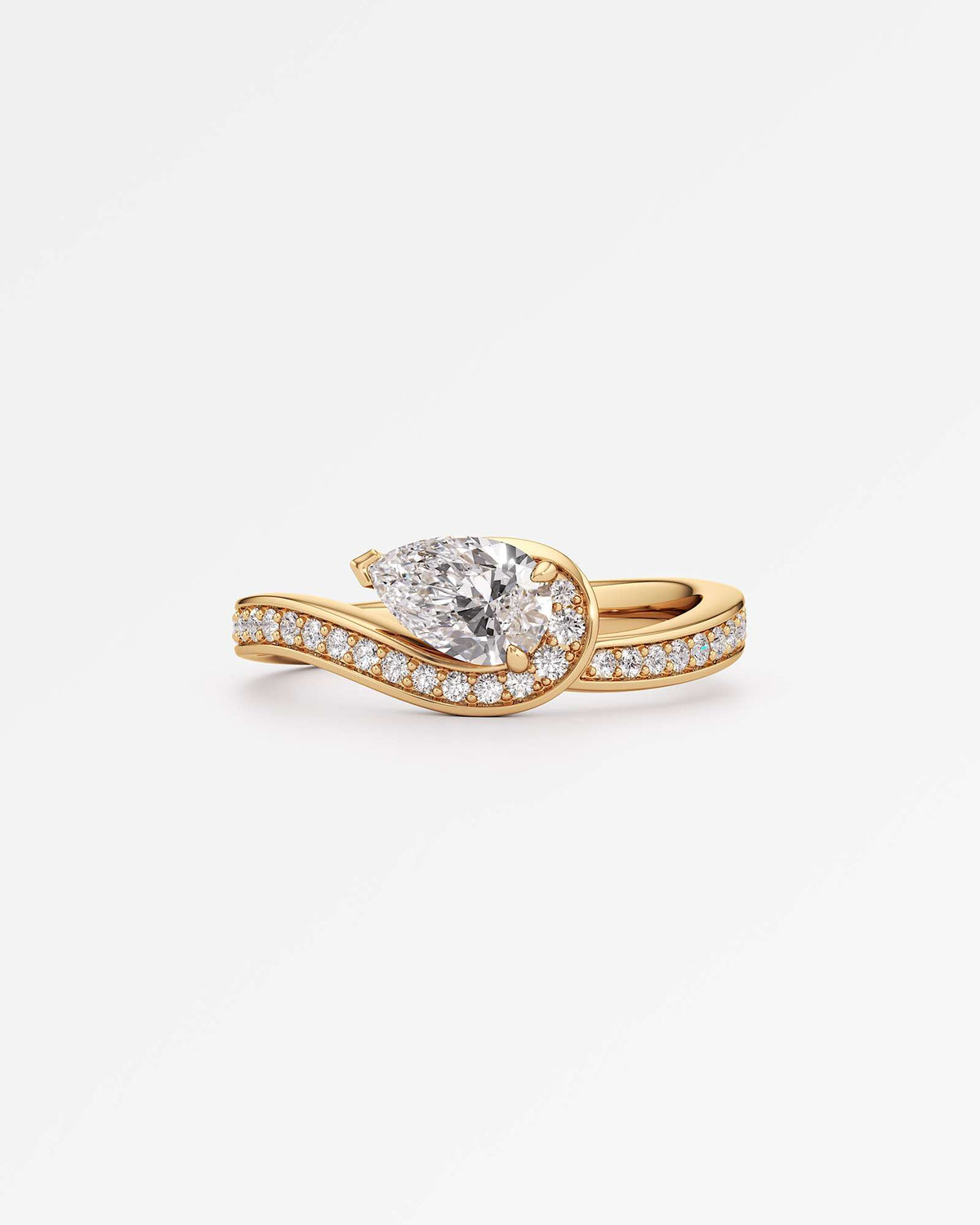 Twist Design Pear Cut Lab Diamond Ring  – Certified 0.5 Ct Diamond