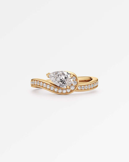 Twist Design Pear Cut Lab Diamond Ring  – Certified 0.5 Ct Diamond