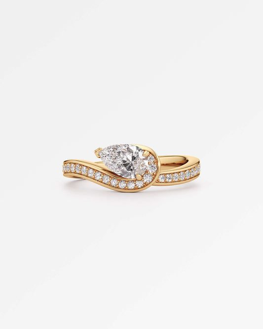 Twist Design Pear Cut Lab Diamond Ring  – Certified 0.5 Ct Diamond
