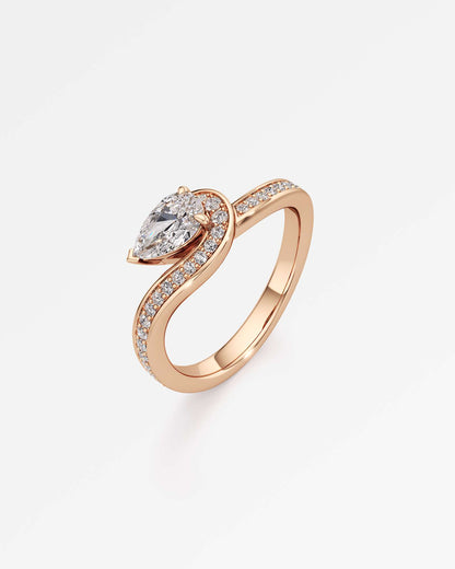 Twist Design Pear Cut Lab Diamond Ring  – Certified 0.5 Ct Diamond