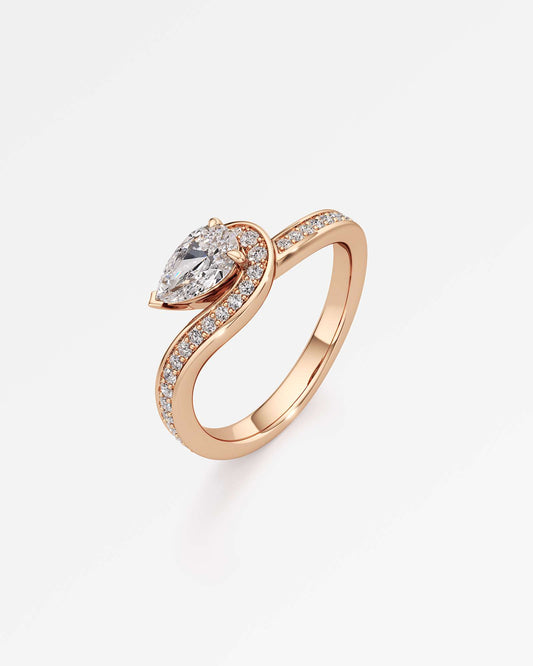 Twist Design Pear Cut Lab Diamond Ring  – Certified 0.5 Ct Diamond