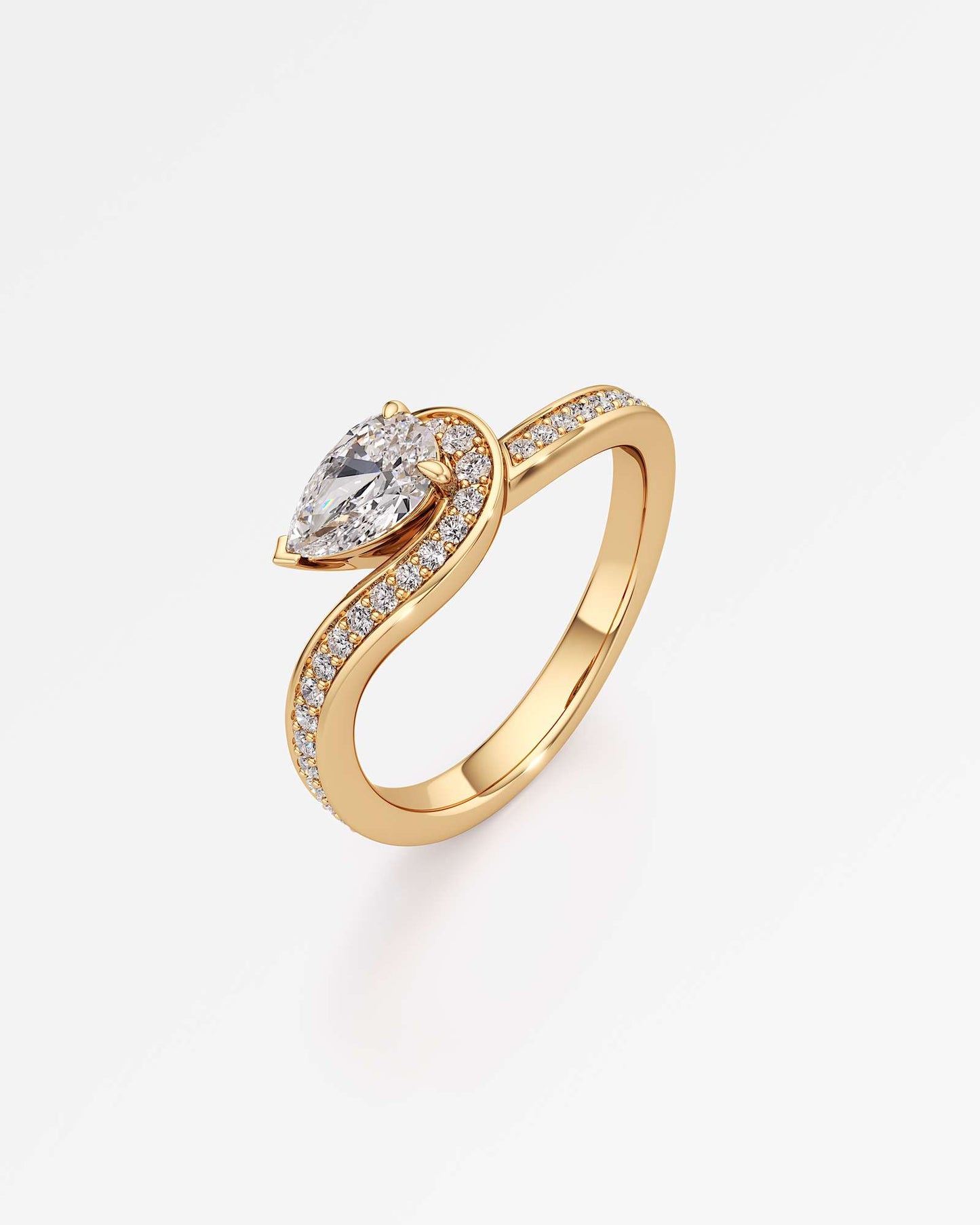 Twist Design Pear Cut Lab Diamond Ring  – Certified 0.5 Ct Diamond