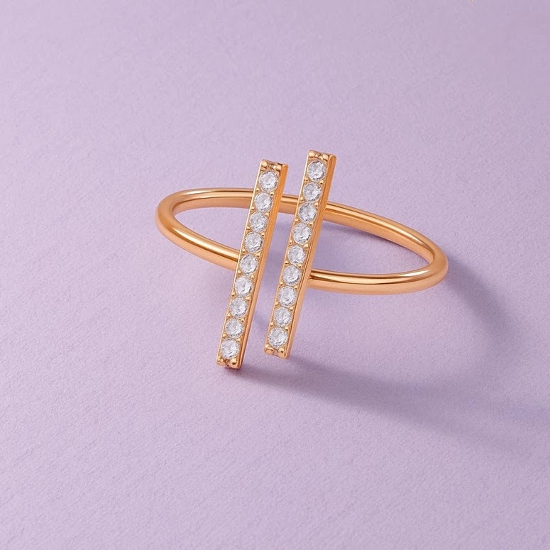 Double-Bar Diamond Ring - front view