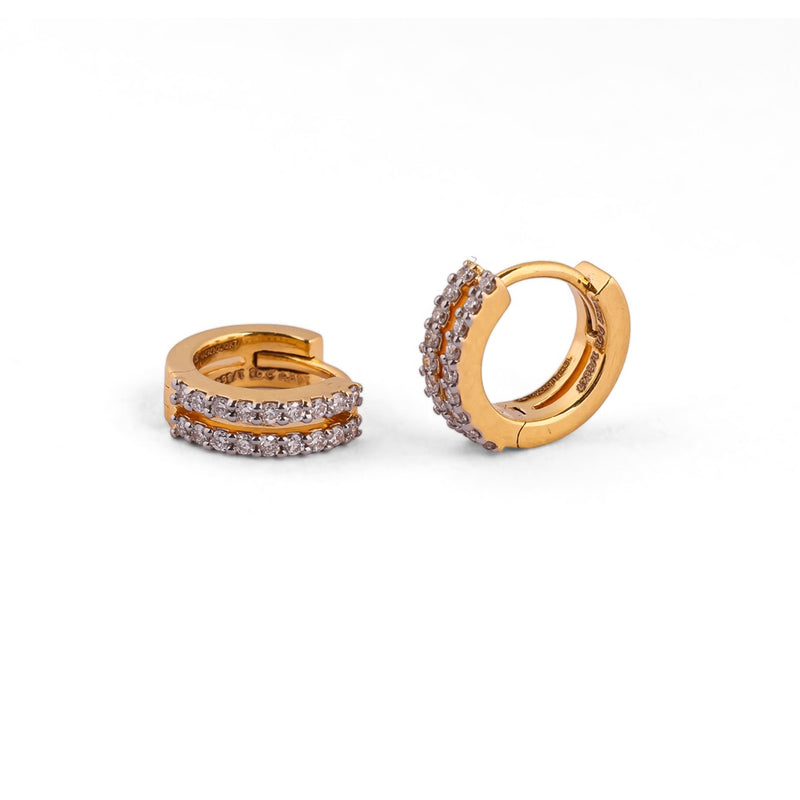 Aurelle Luxe Double Row Pavé Diamond Huggie Earrings – view 3