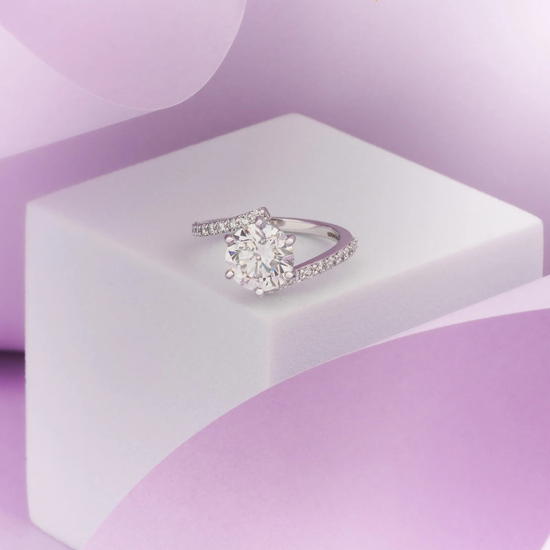 Elysian Round Split-Pavé Solitaire Ring — angled view