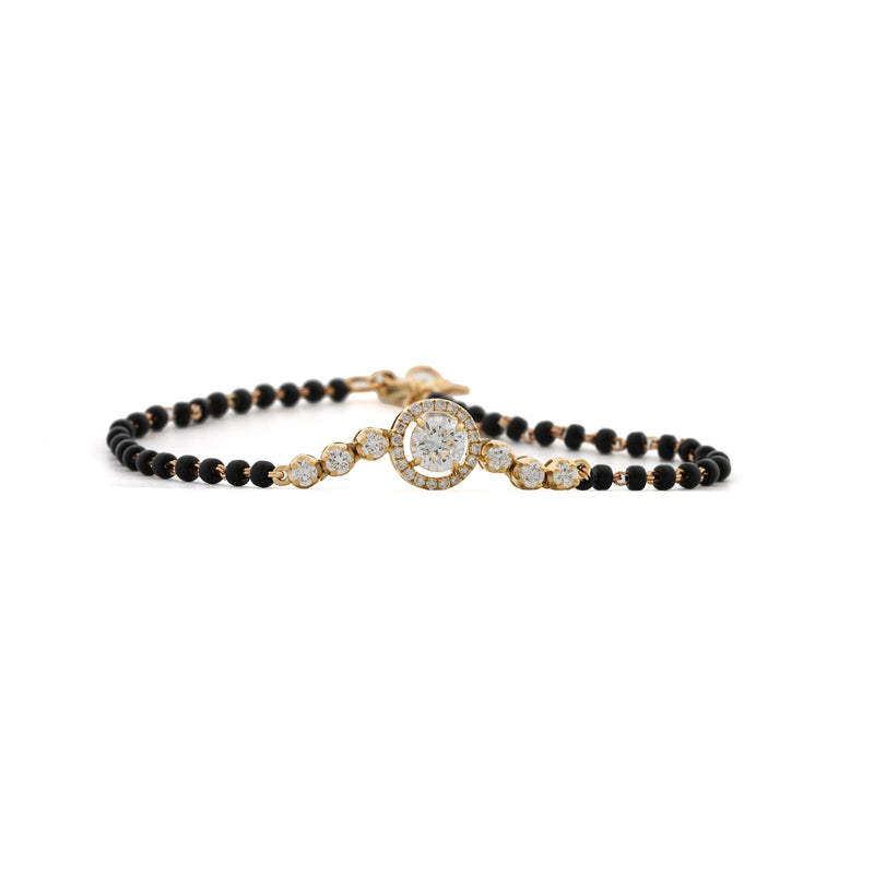 0.87 Carat Lab-Grown Diamond Mangalsutra Bracelet with Black Beads for Women - view 1
