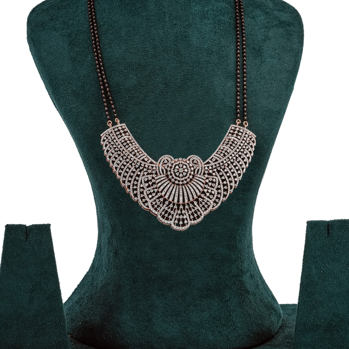 9.42 Carat Lab-Grown Diamond Mangalsutra with Black Beads for Women - view 1