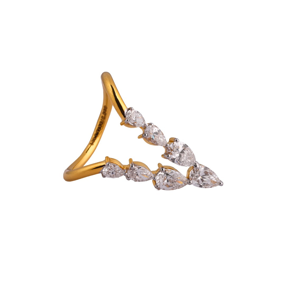 Willow Pear-Leaf Sculptural Cocktail Ring — view 6