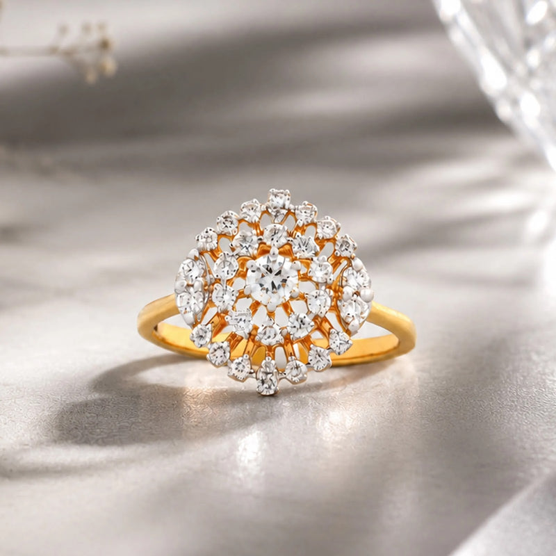 Rosette Floral Cluster Diamond Ring — editorial view