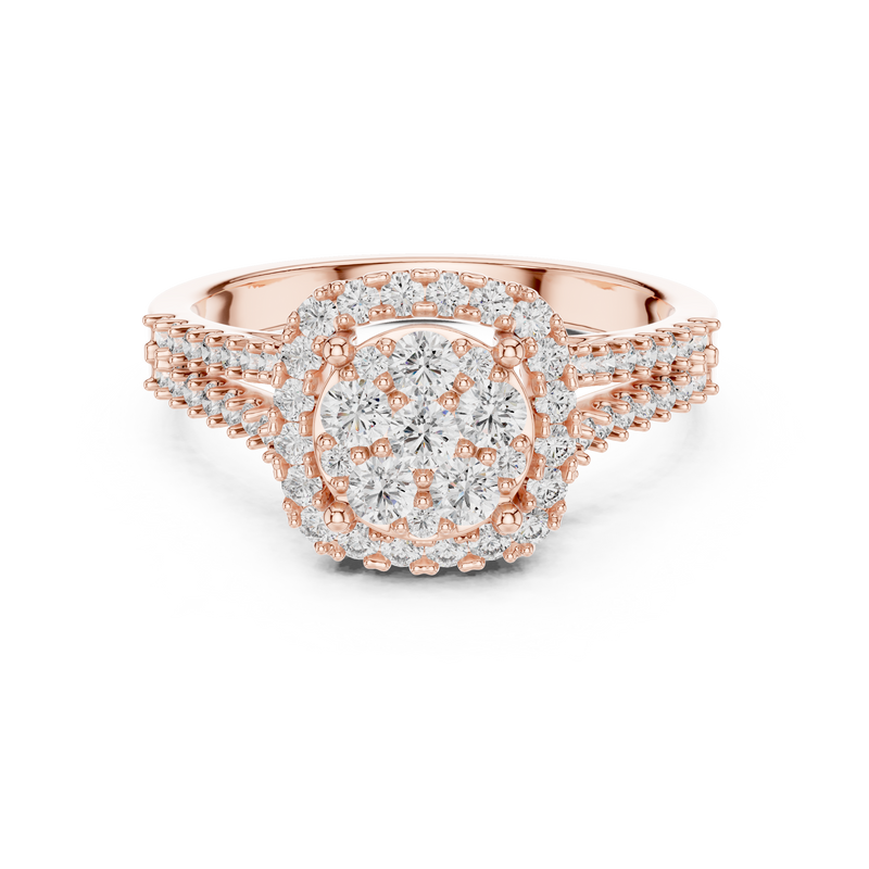 Ethereal Spark Royal Look – Cluster Style Lab Diamond Engagement Ring