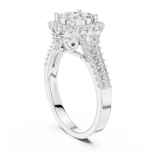 Ethereal Spark Royal Look – Cluster Style Lab Diamond Engagement Ring