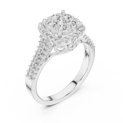 Ethereal Spark Royal Look – Cluster Style Lab Diamond Engagement Ring