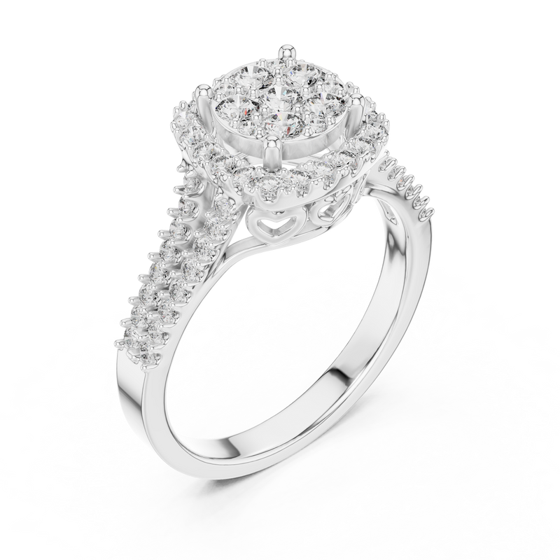 Ethereal Spark Royal Look – Cluster Style Lab Diamond Engagement Ring