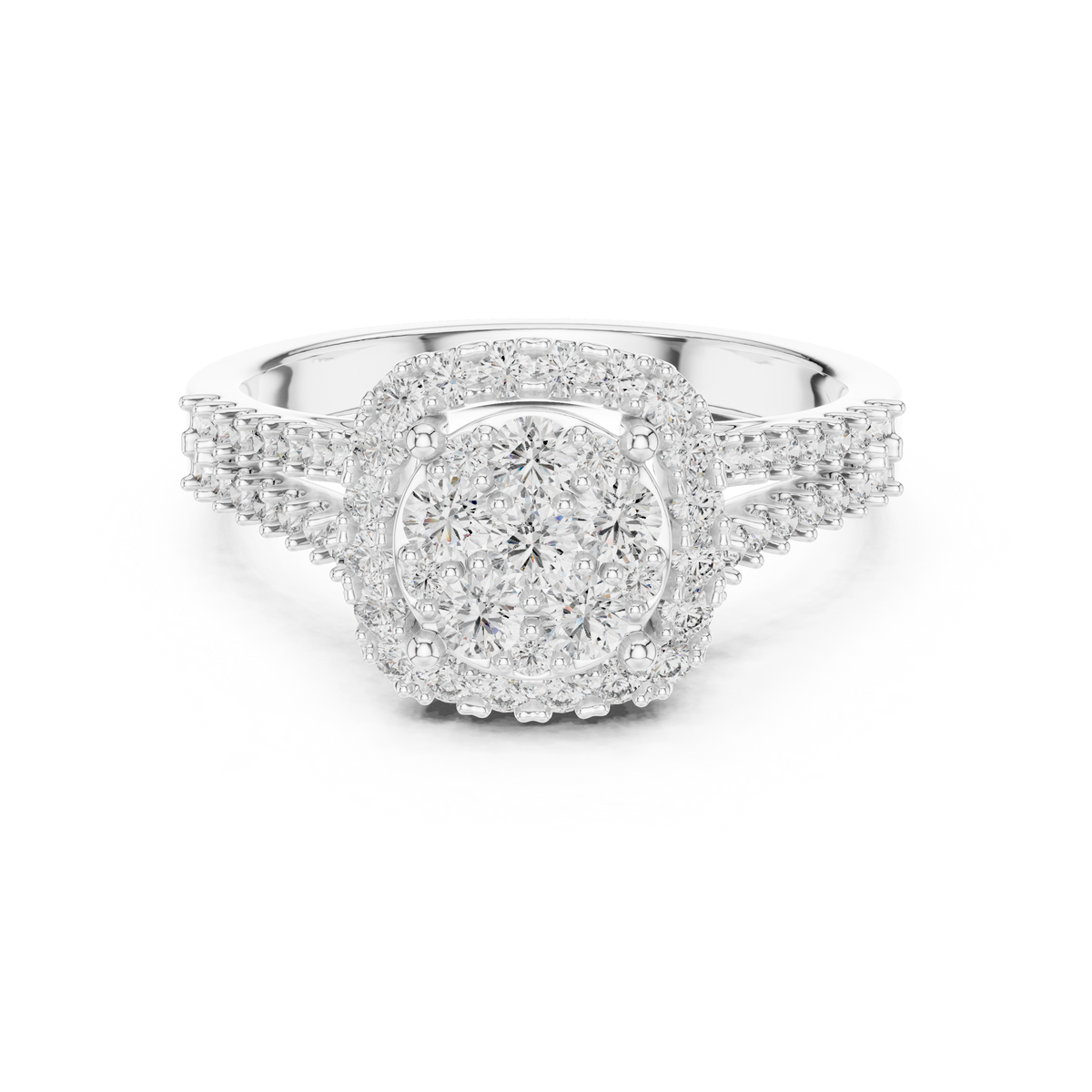 Ethereal Spark Royal Look – Cluster Style Lab Diamond Engagement Ring