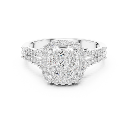 Ethereal Spark Royal Look – Cluster Style Lab Diamond Engagement Ring