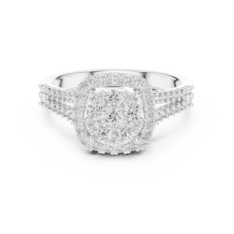 Ethereal Spark Royal Look – Cluster Style Lab Diamond Engagement Ring