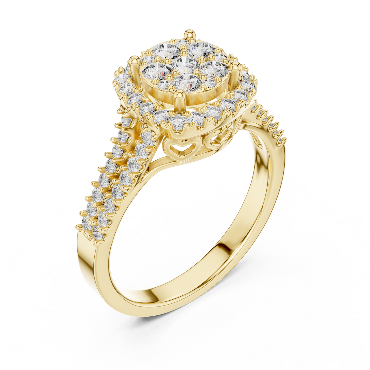 Ethereal Spark Royal Look – Cluster Style Lab Diamond Engagement Ring