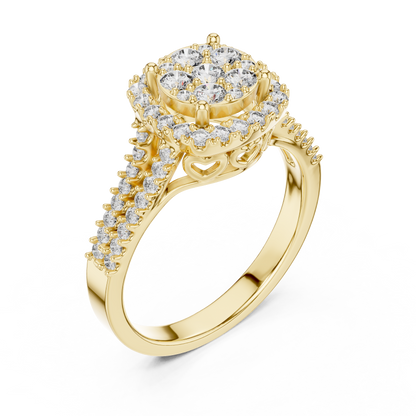 Ethereal Spark Royal Look – Cluster Style Lab Diamond Engagement Ring