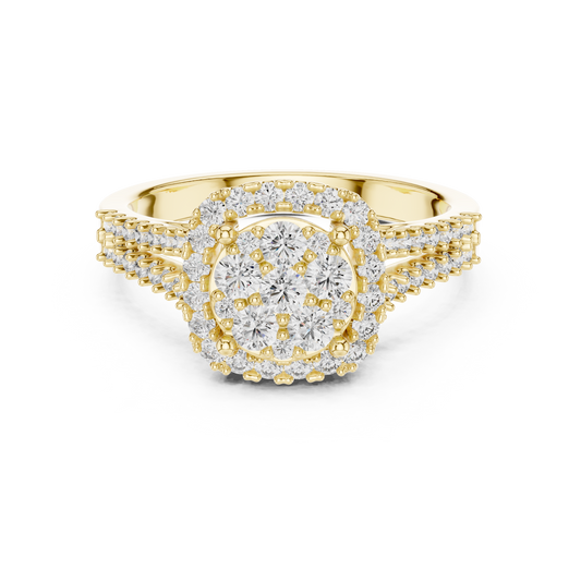 Ethereal Spark Royal Look – Cluster Style Lab Diamond Engagement Ring