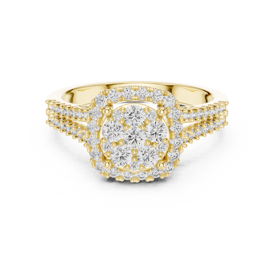 Ethereal Spark Royal Look – Cluster Style Lab Diamond Engagement Ring