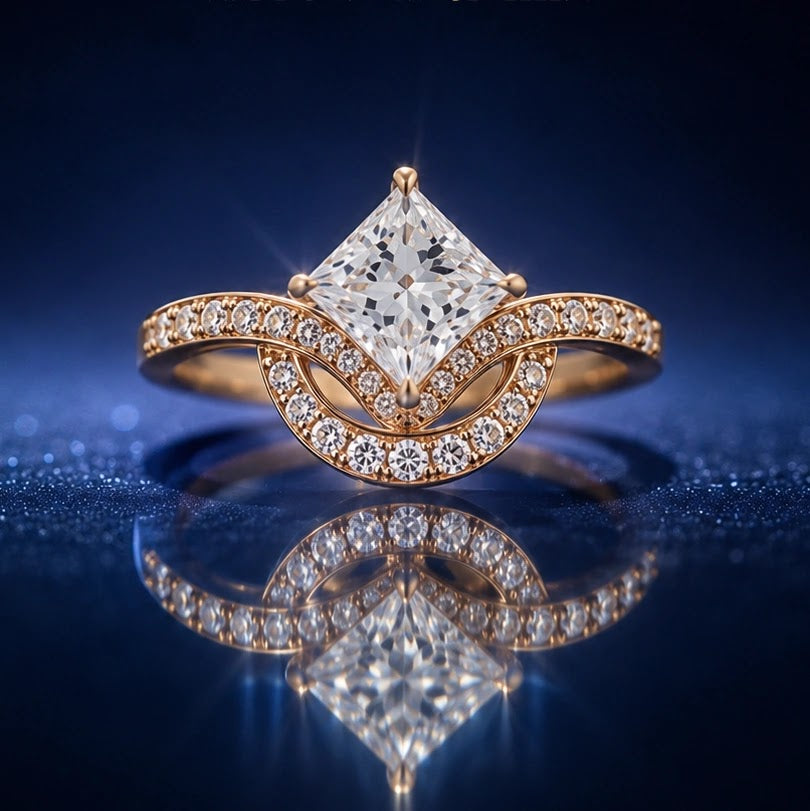 Virelle Princess Chevron Crown Ring — editorial view