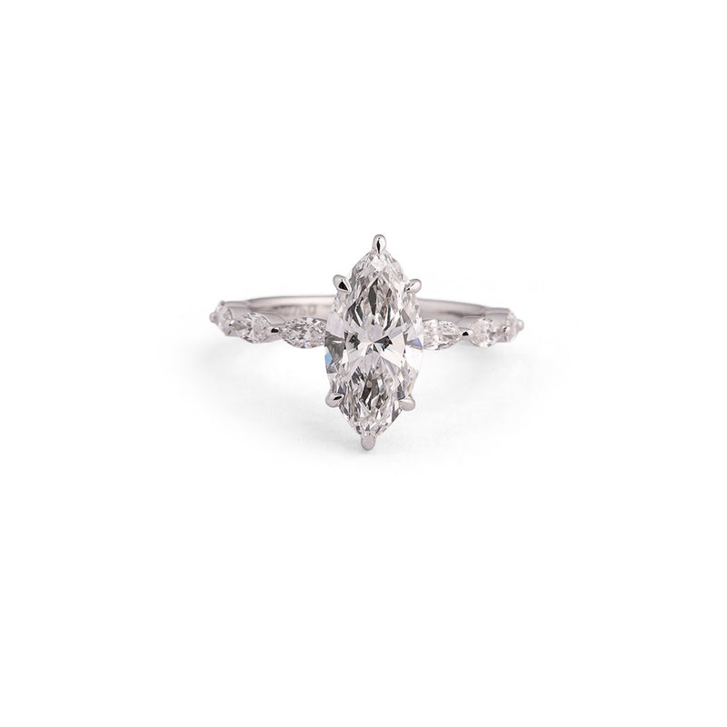 Marquise Contour Lab-Grown Diamond Ring Set - angled view