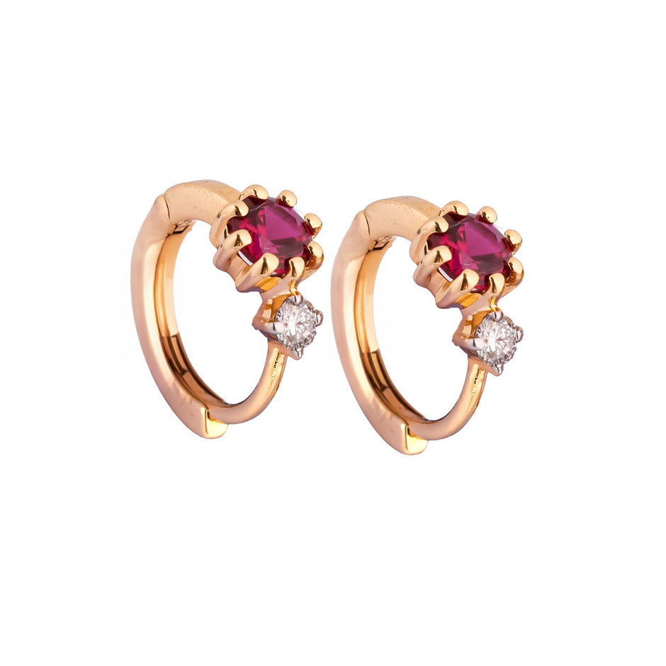 Rouvelle Muse Colourstone & Diamond Bypass Huggie Earrings – view 2
