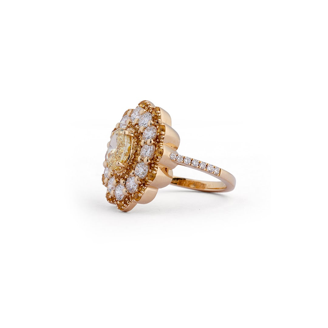 Oval Floral Halo Lab-Grown Diamond Ring - angled view
