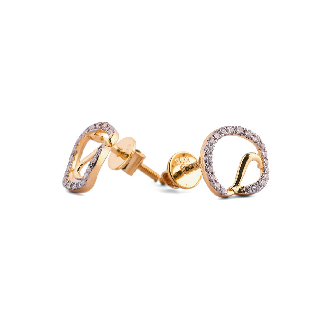 Orbelle Aura Open Circle Wave Pavé Diamond Stud Earrings – view 4