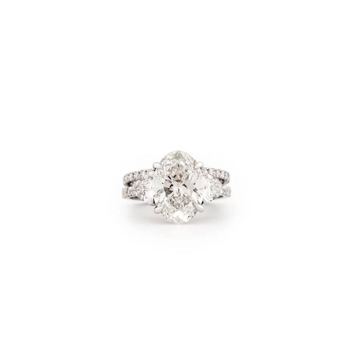 Vela Oval Pear-Side Split-Shank Ring — front view