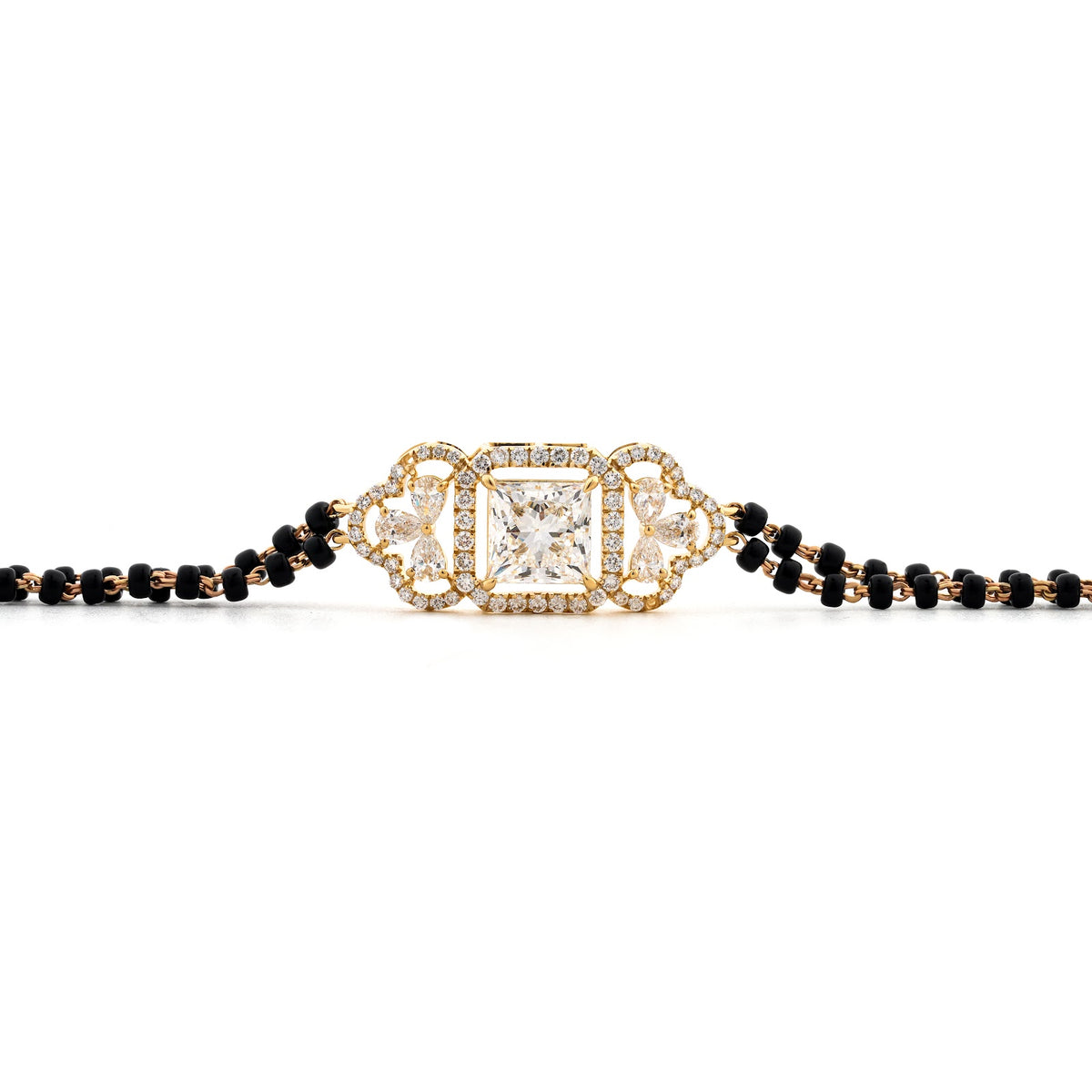 2.92 Carat Lab-Grown Diamond Mangalsutra with Black Beads for Women - view 1