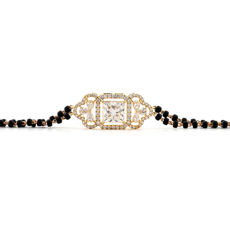 2.92 Carat Lab-Grown Diamond Mangalsutra with Black Beads for Women - view 1
