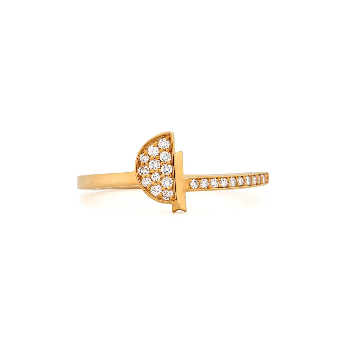 Vesper Pavé Shield Bypass Ring — front view