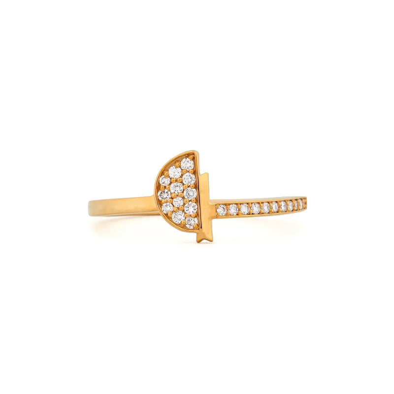 Vesper Pavé Shield Bypass Ring — front view