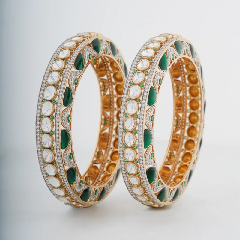 9.79 Ct Round Lab-Grown Diamond with 14.46 Ct Lab-Grown Colourstone Bangle — view 1