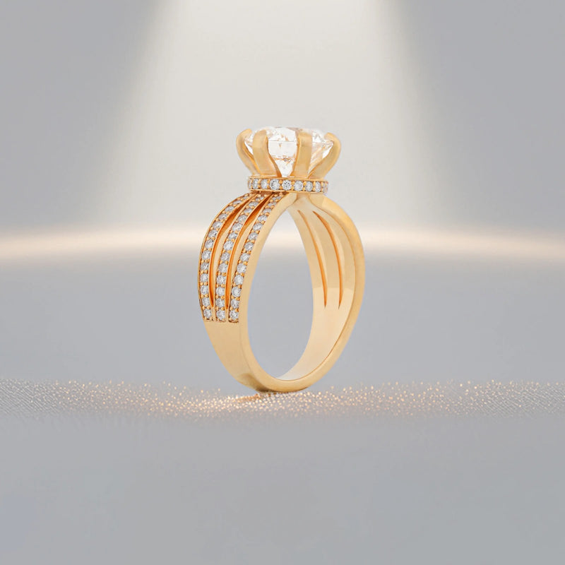 Regalia Round Triple-Row Split-Shank Ring — profile view
