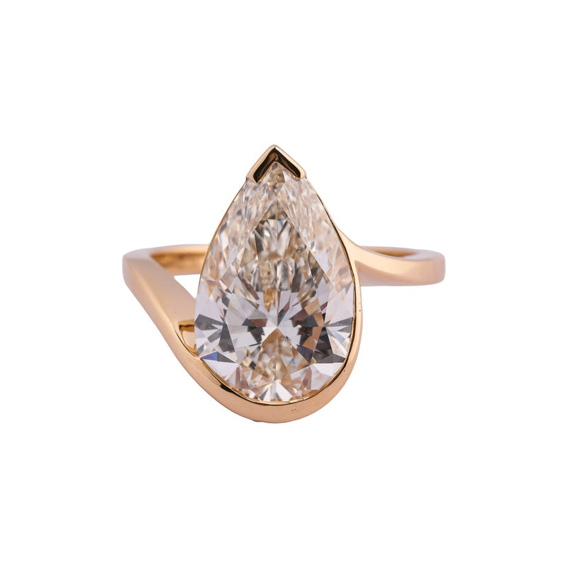 Sculpted Pear Orbit Bezel Ring — view 1