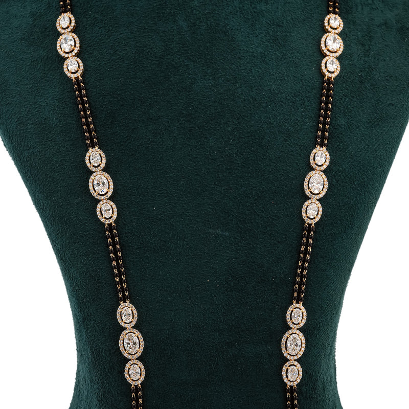 12.78 Carat Lab-Grown Diamond Mangalsutra Chain with Black Beads for Women - view 1