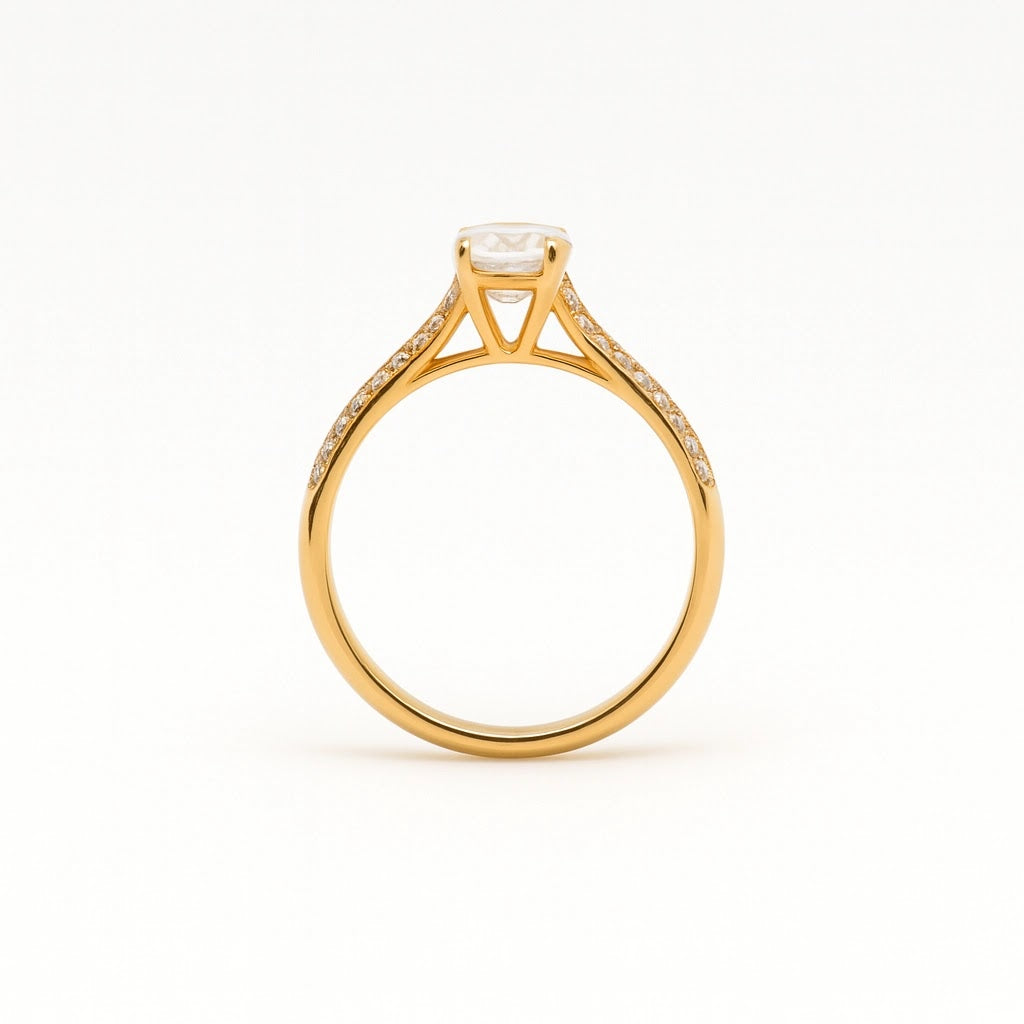 Meridian Emerald-Cut Double-Pavé Ring — side view